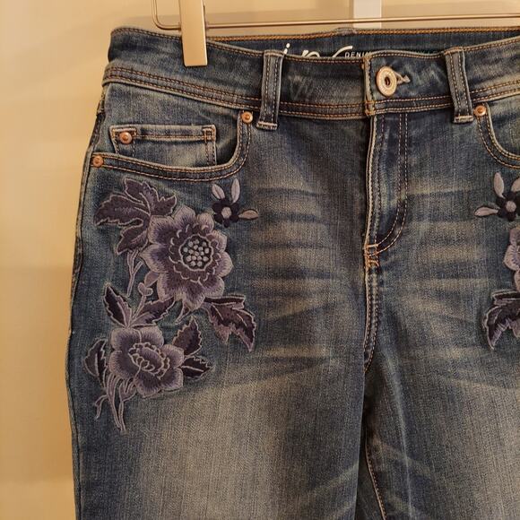 Boho Embroidered Skinny Jeans 6 Floral Inc Denim Cottage Core - Picture 2 of 6